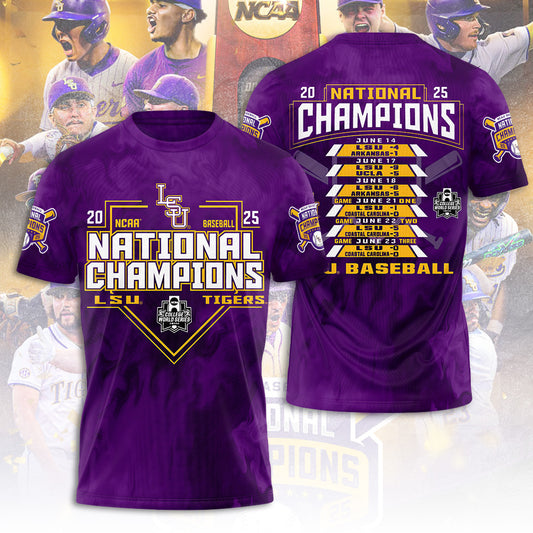 LSU Wins 2025 DI Baseball National Championship V9 Shirt DDT CTND