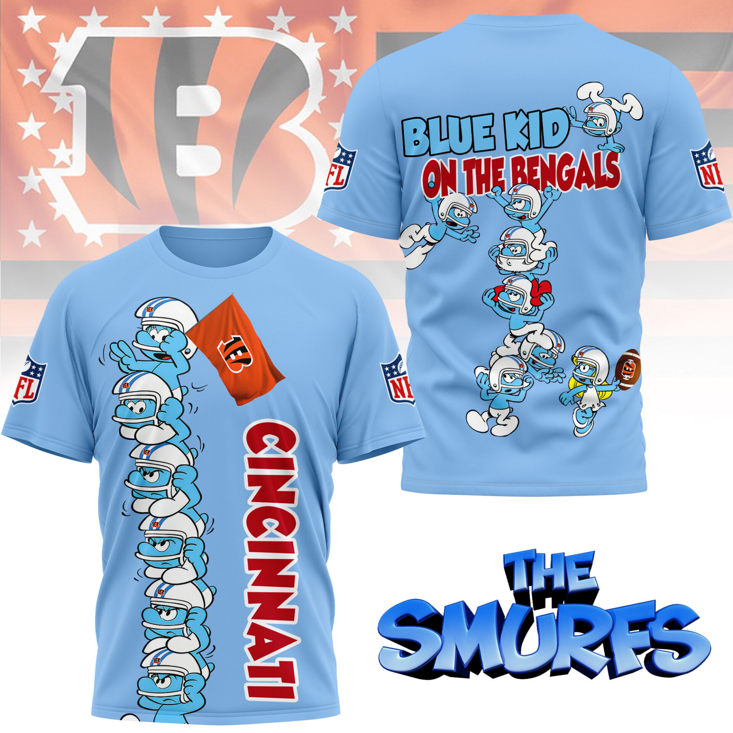 CIN Premium NFL x Smurfs 3D Shirt DDT 210725 CTND