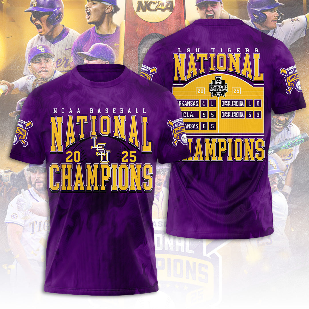 LSU Wins 2025 DI Baseball National Championship V10 Shirt DDT CTND