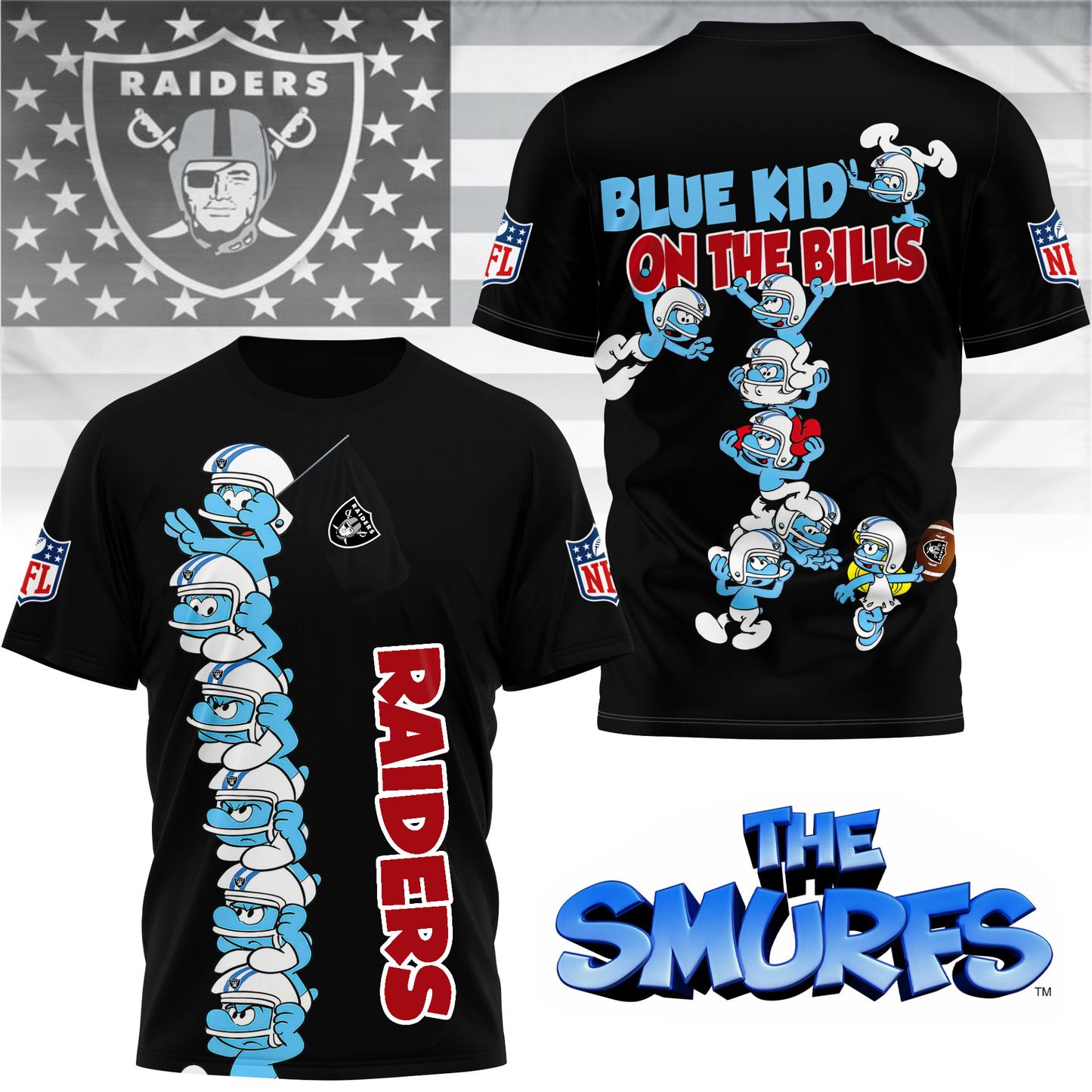 LVR Premium NFL x Smurfs 3D Shirt DDT 210725 CTND