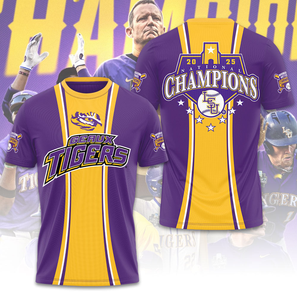 LSU Wins 2025 DI Baseball National Championship V11 Shirt DDT CTND