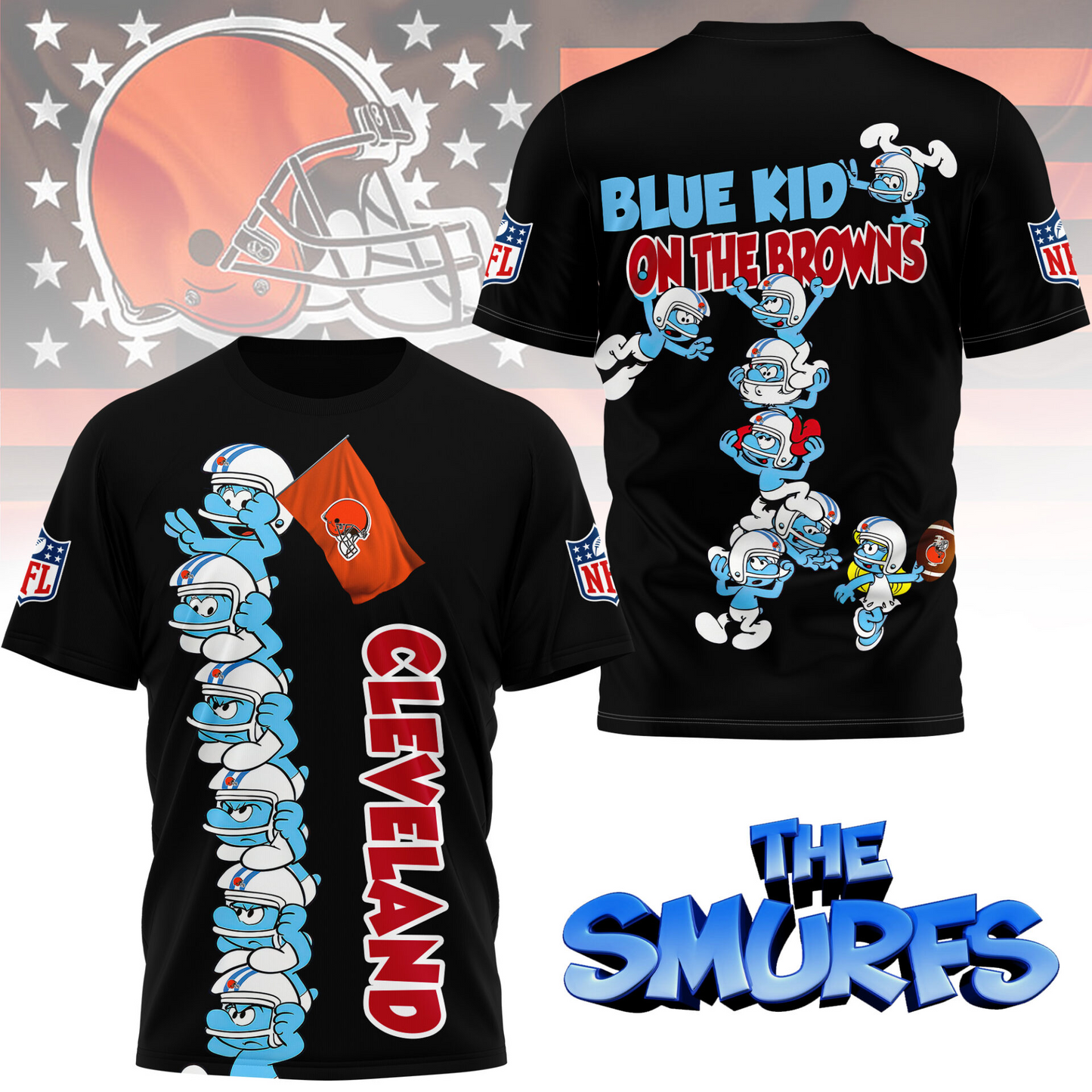 CLE Premium NFL x Smurfs 3D Shirt DDT 210725 CTND