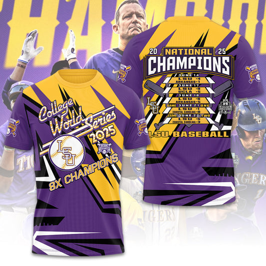 LSU Wins 2025 DI Baseball National Championship V12 Shirt DDT CTND