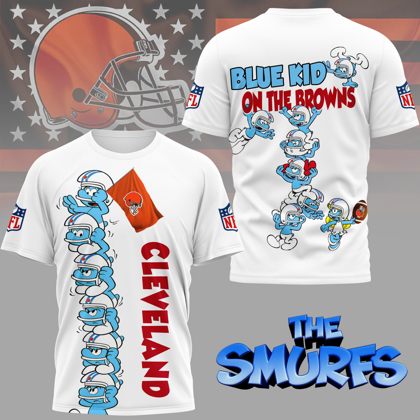 CLE Premium NFL x Smurfs 3D Shirt DDT 210725 CTND