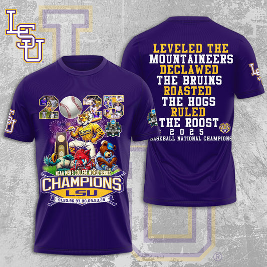 LSU Wins 2025 DI Baseball National Championship V16 Shirt DDT CTND