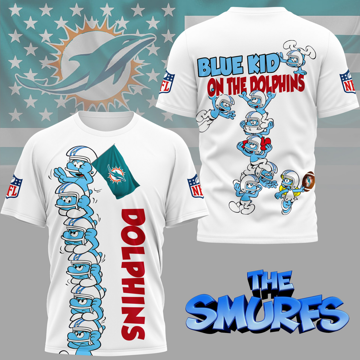 MD Premium NFL x Smurfs 3D Shirt DDT 210725 CTND