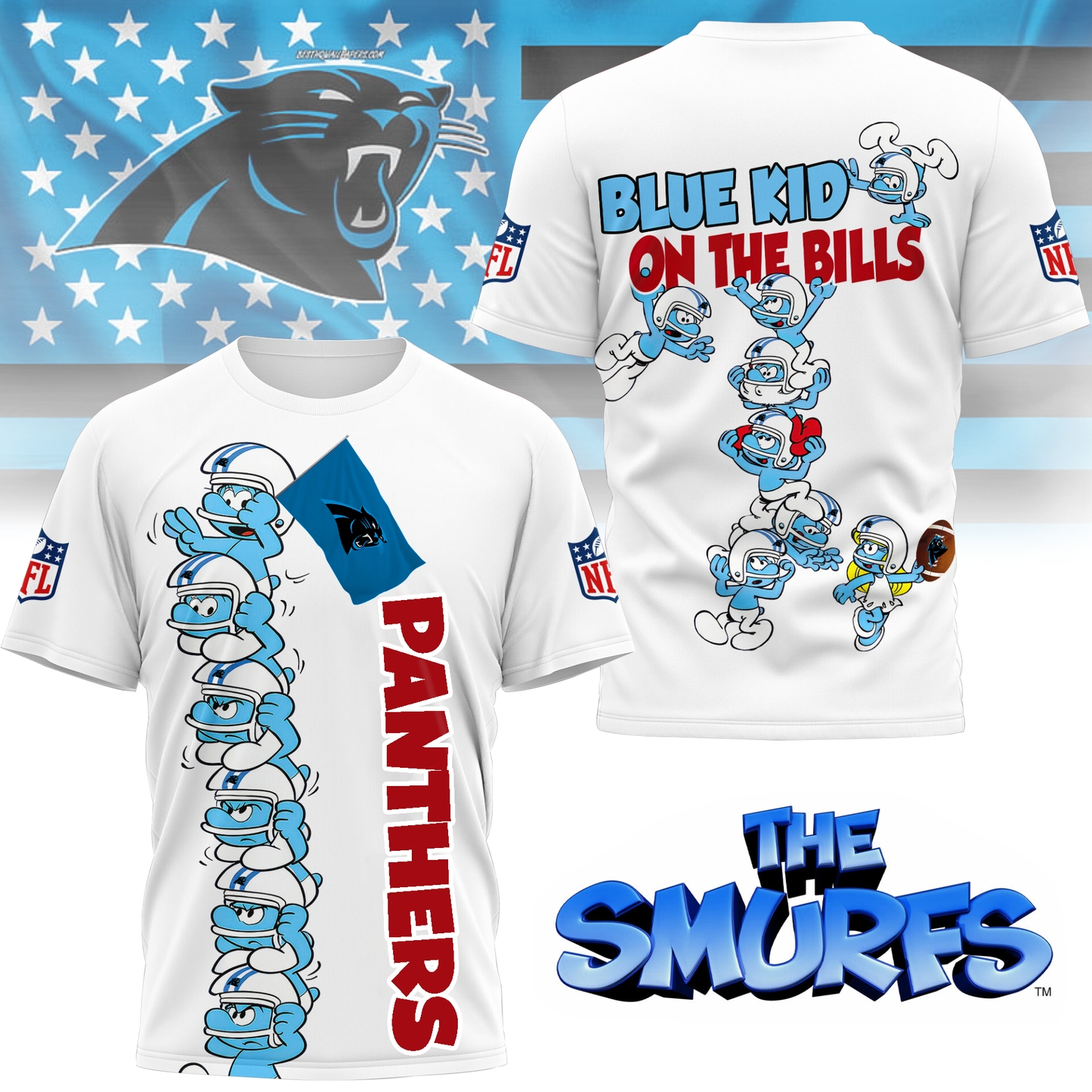 CP Premium NFL x Smurfs 3D Shirt DDT 220725 CTND