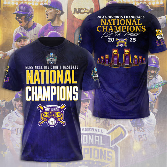 LSU Wins 2025 DI Baseball National Championship V25 Shirt DDT CTND