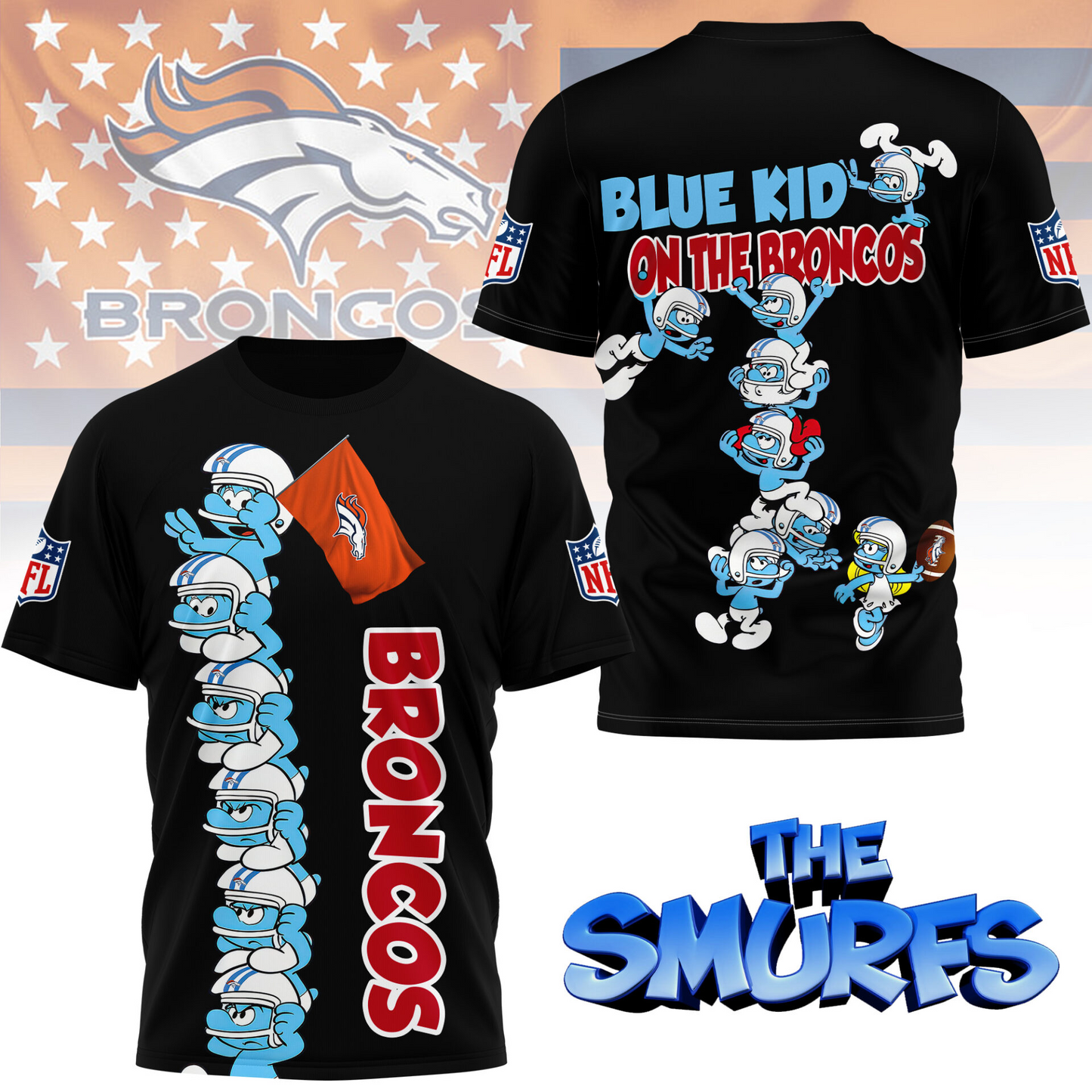 DB Premium NFL x Smurfs 3D Shirt DDT 210725 CTND