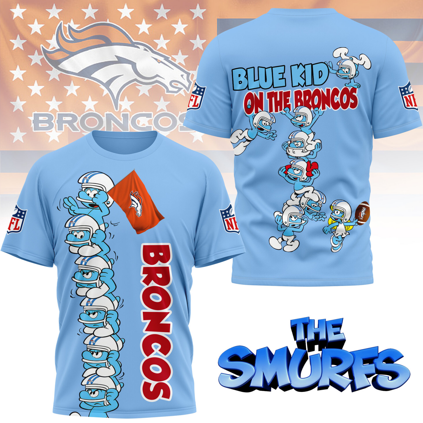 DB Premium NFL x Smurfs 3D Shirt DDT 210725 CTND