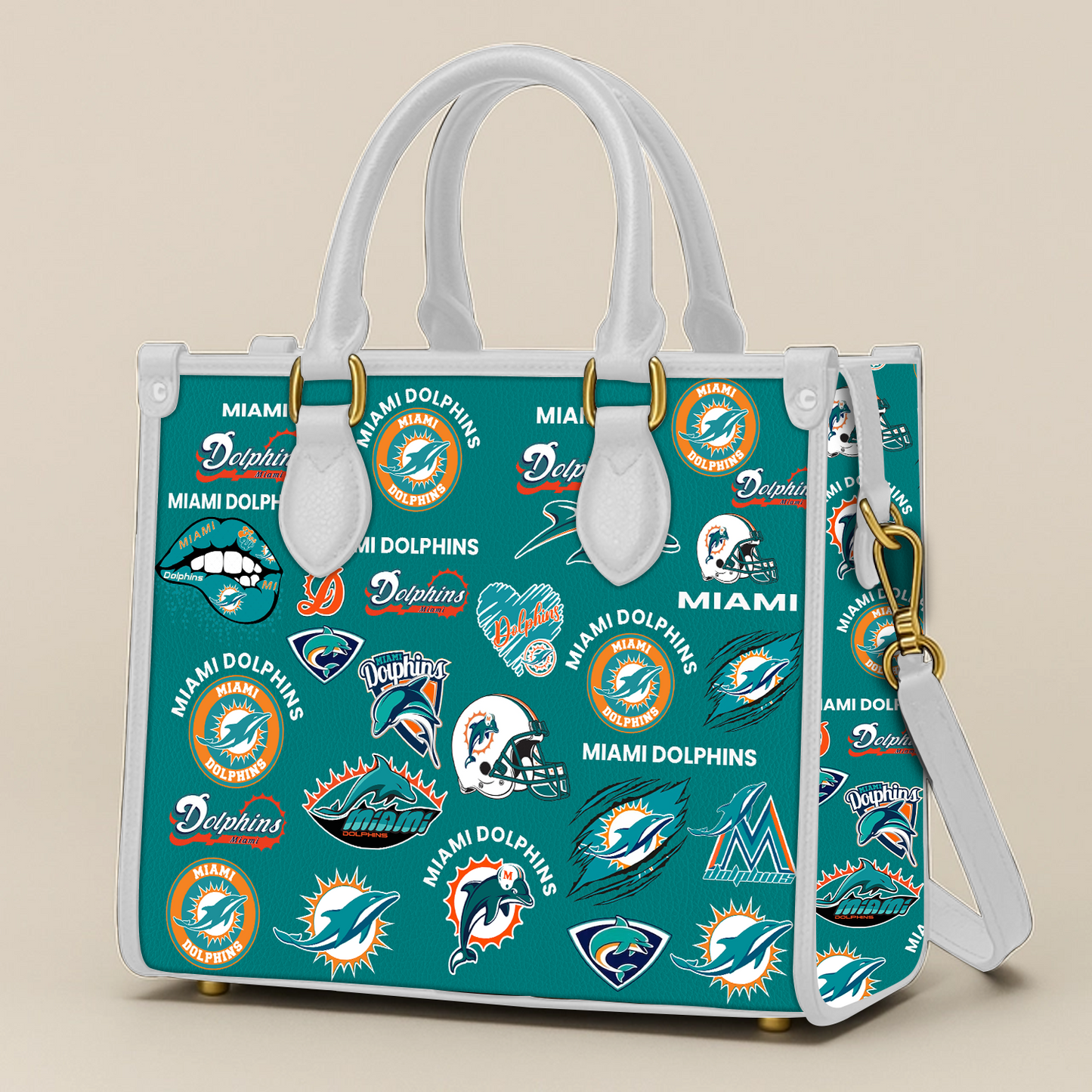 Miami Dolphins Women Leather Hand Bag V1 DATND TANTD