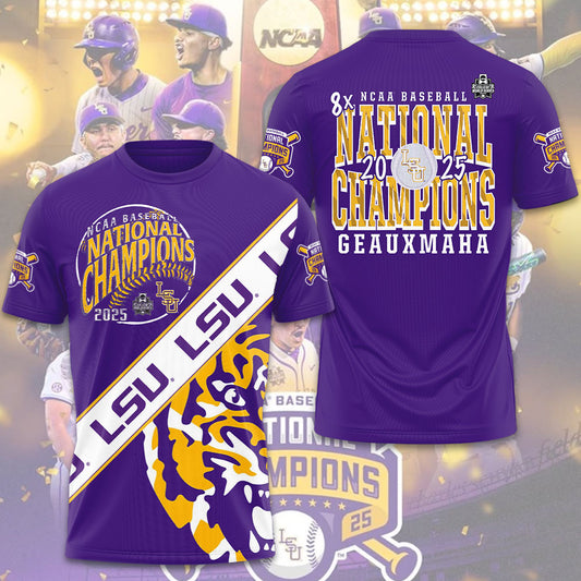 LSU Wins 2025 DI Baseball National Championship V28 Shirt DDT CTND