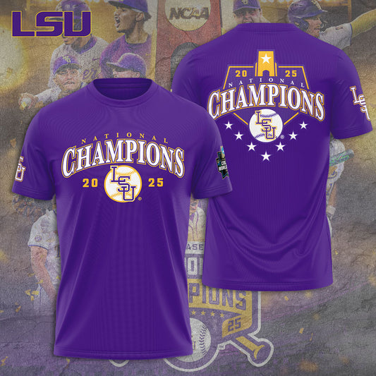 LSU Wins 2025 DI Baseball National Championship V32 Shirt DDT CTND