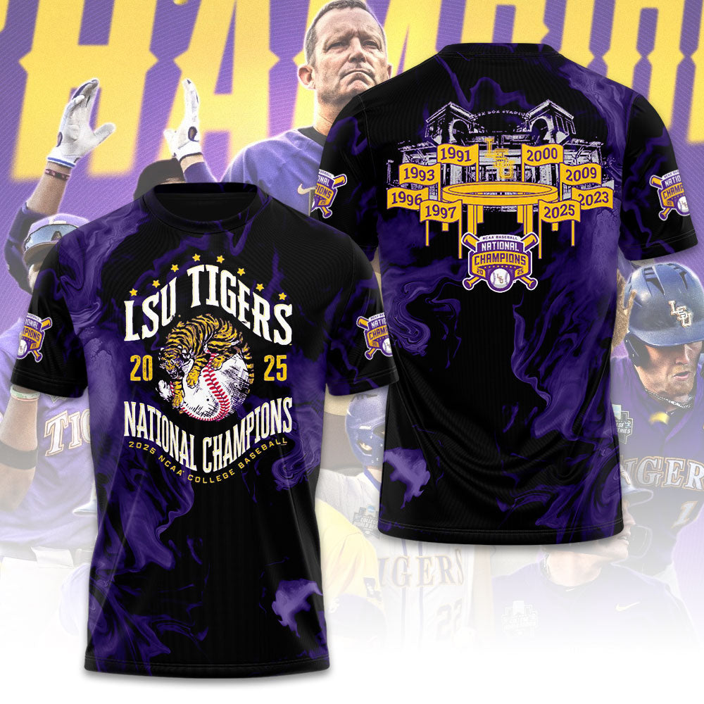 LSU Wins 2025 DI Baseball National Championship V38 Shirt DDT CTND