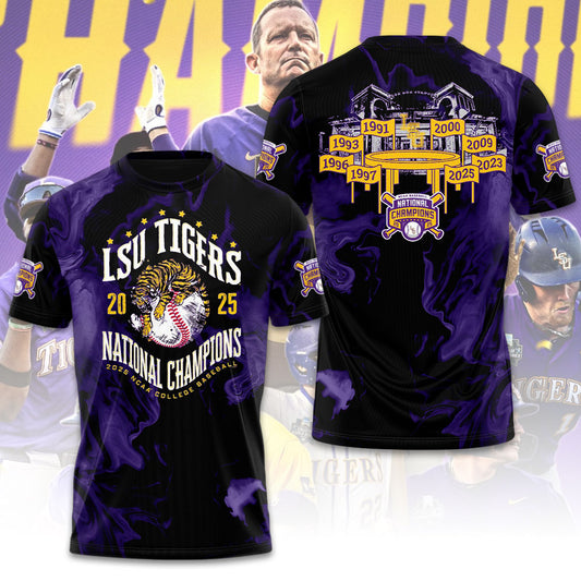 LSU Wins 2025 DI Baseball National Championship V38 Shirt DDT CTND