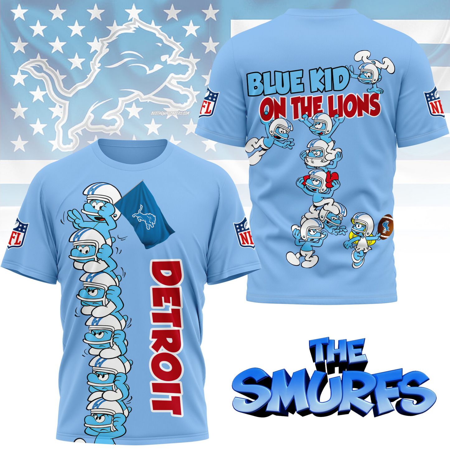 DL Premium NFL x Smurfs 3D Shirt DDT 210725 CTND