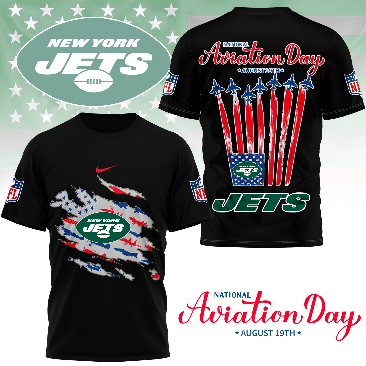 NYJ Premium National Aviation Day 3D Shirt DDT TTV