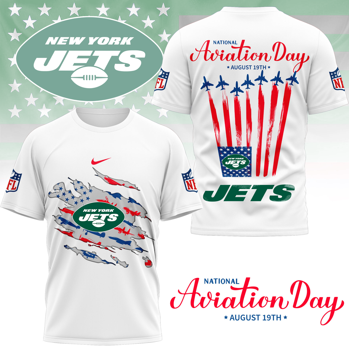NYJ Premium National Aviation Day 3D Shirt DDT TTV
