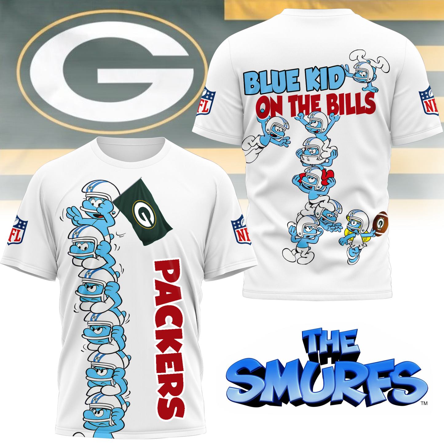 GBP Premium NFL x Smurfs 3D Shirt DDT 210725 CTND