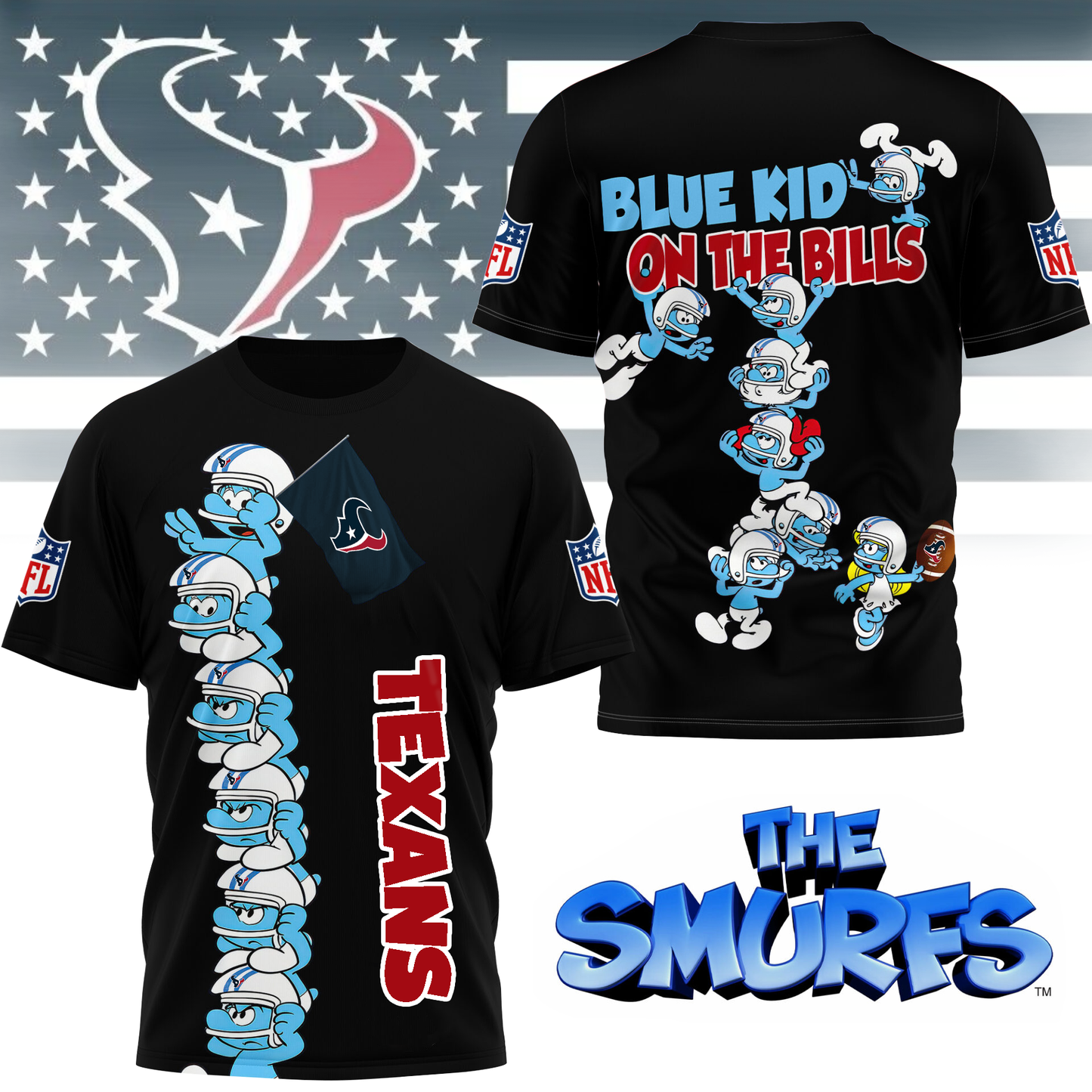 HT Premium NFL x Smurfs 3D Shirt DDT 210725 CTND