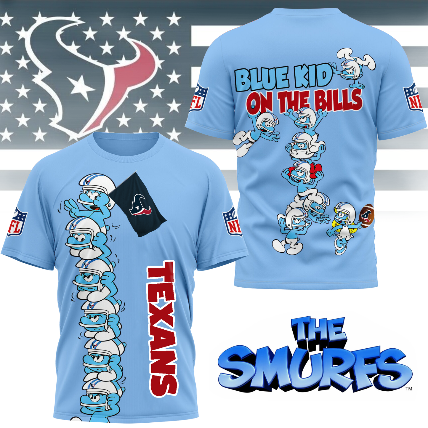 HT Premium NFL x Smurfs 3D Shirt DDT 210725 CTND