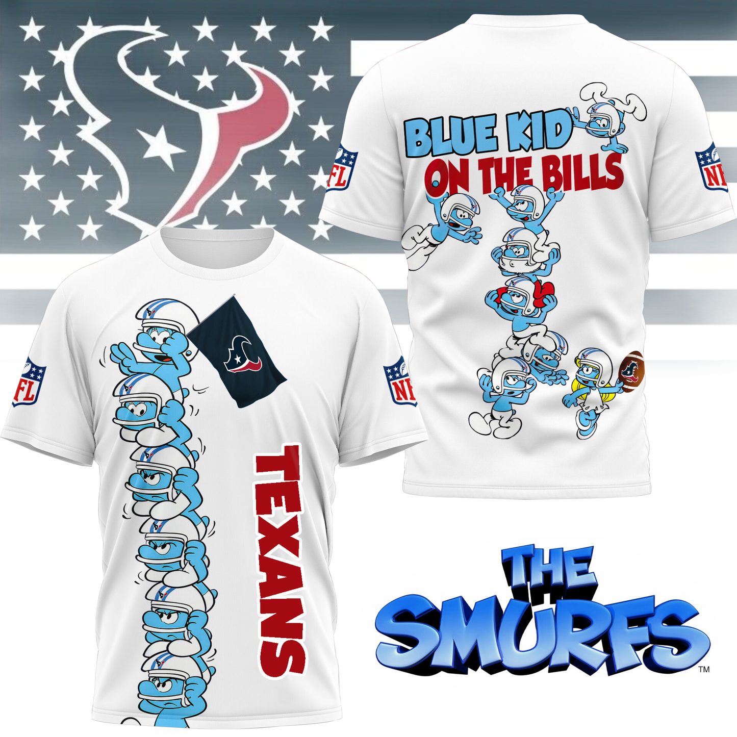 HT Premium NFL x Smurfs 3D Shirt DDT 210725 CTND