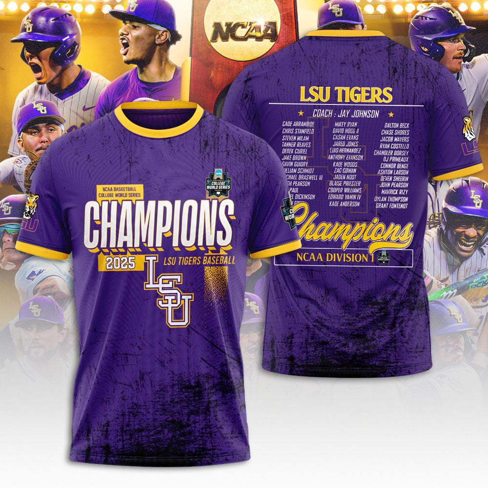 LSU Wins 2025 DI Baseball National Championship V52 Shirt DDT CTND