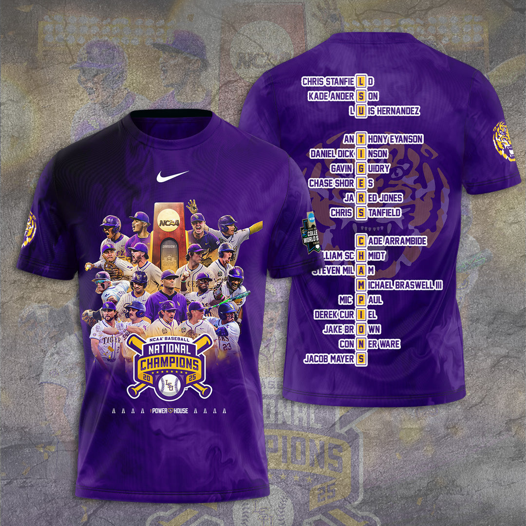 LSU Wins 2025 DI Baseball National Championship V56 Shirt DDT CTND