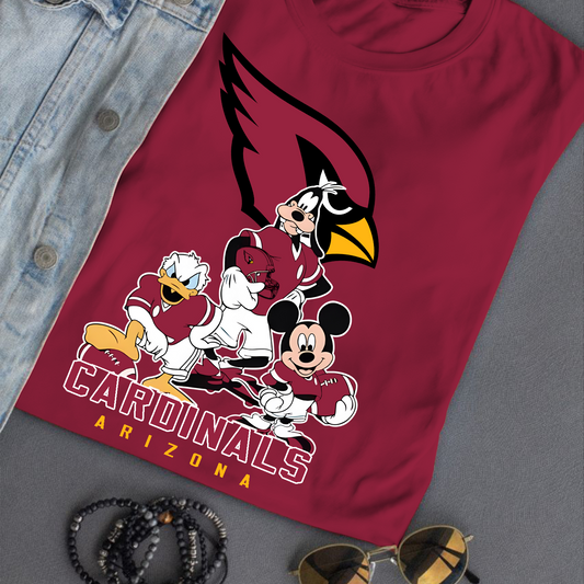 Arizona Cardinals Mickey Goofy Donald Disney NFL T-Shirt DATND TANTD