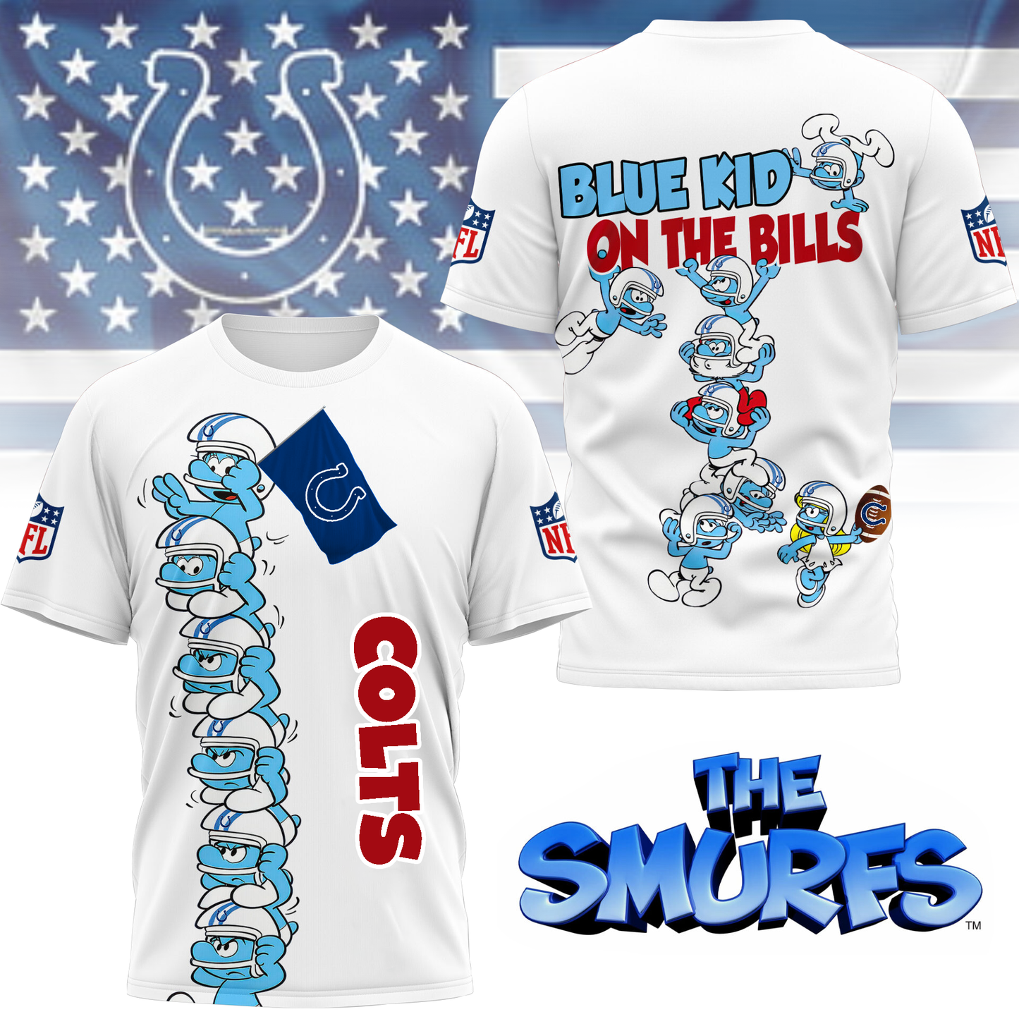 IC Premium NFL x Smurfs 3D Shirt DDT 220725 CTND