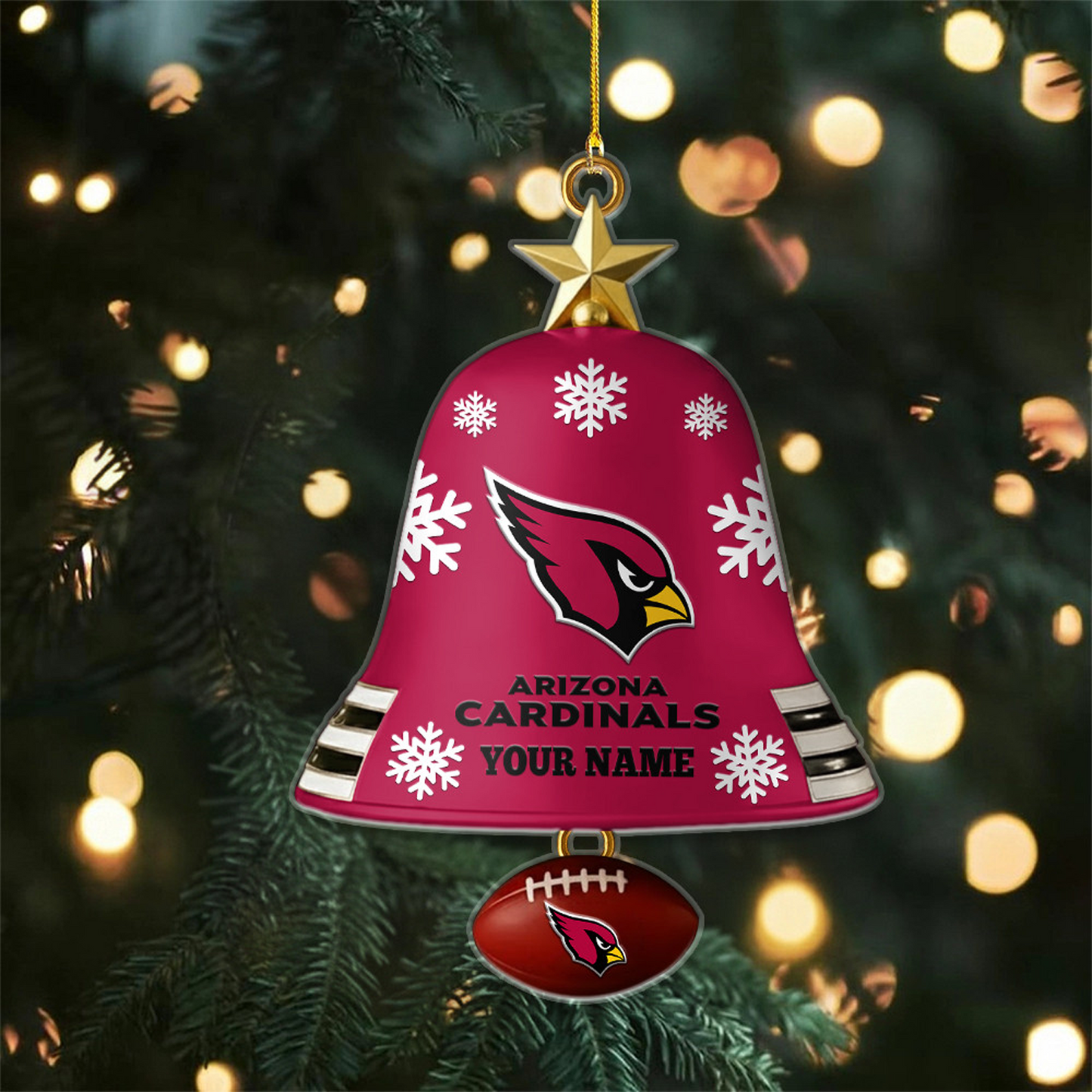 ARI x NFL Christmas Bell Ornament Custom Any Name DatND DVT