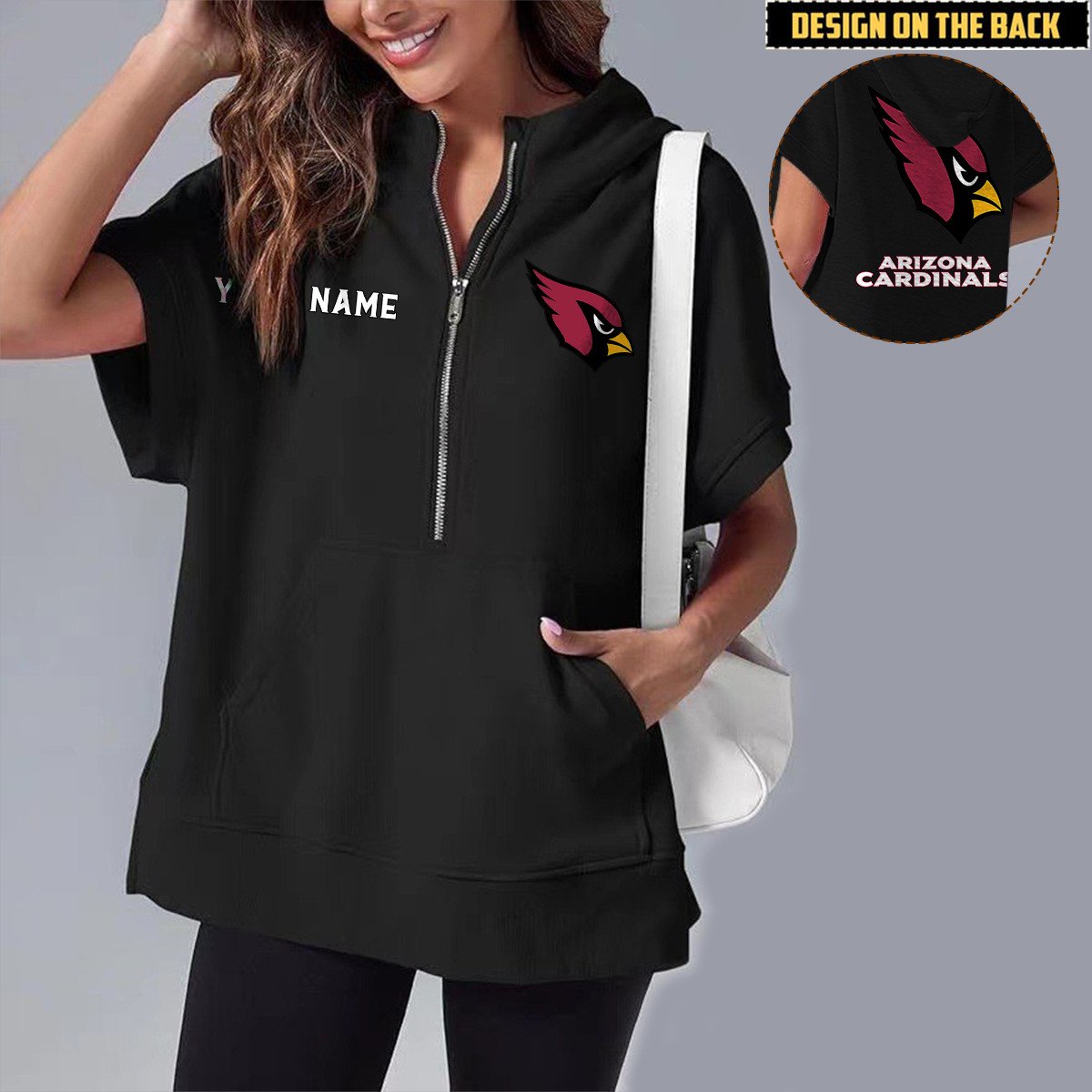 ARI x NFL Short Sleeve Zip Hoodie DATND TANTD