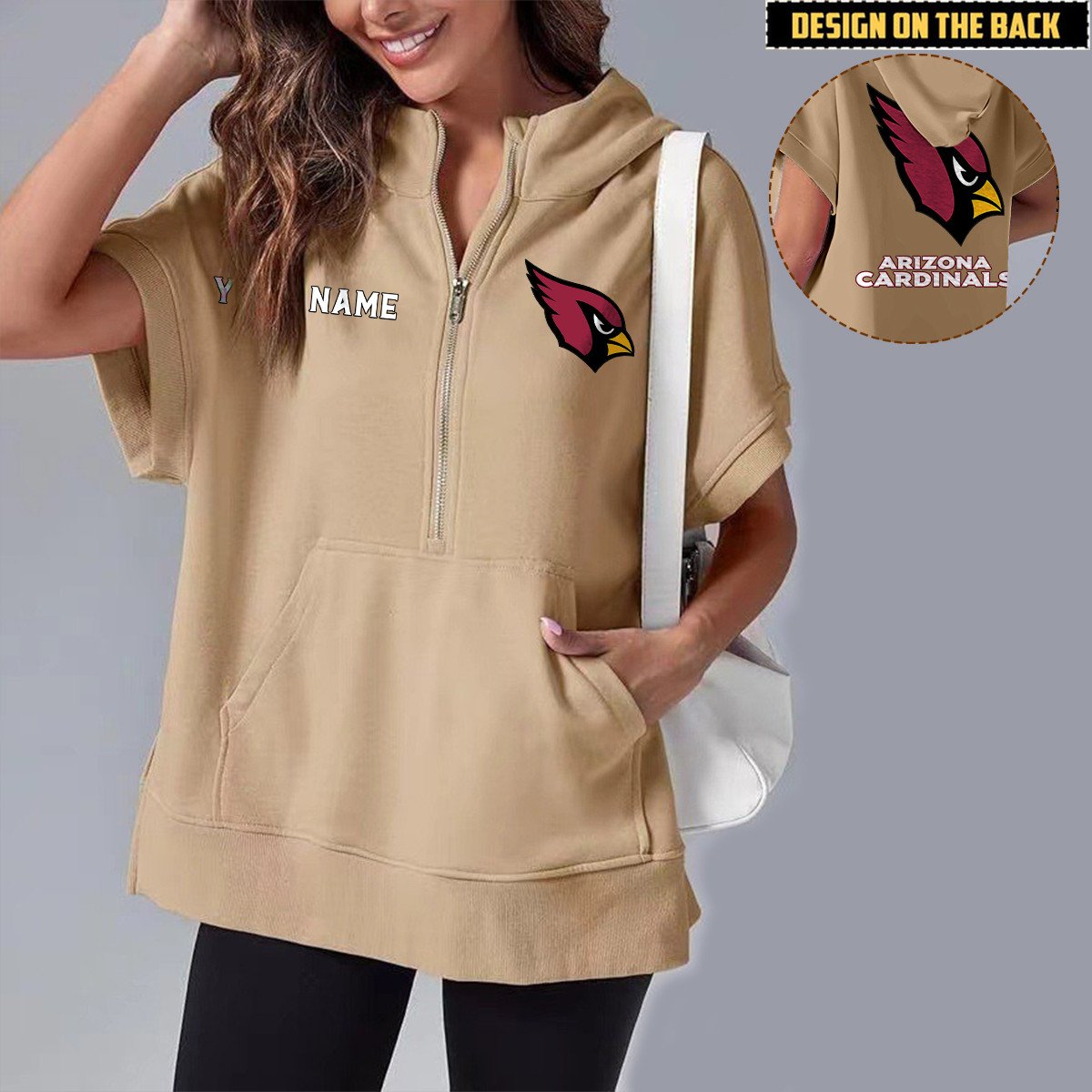 ARI x NFL Short Sleeve Zip Hoodie DATND TANTD