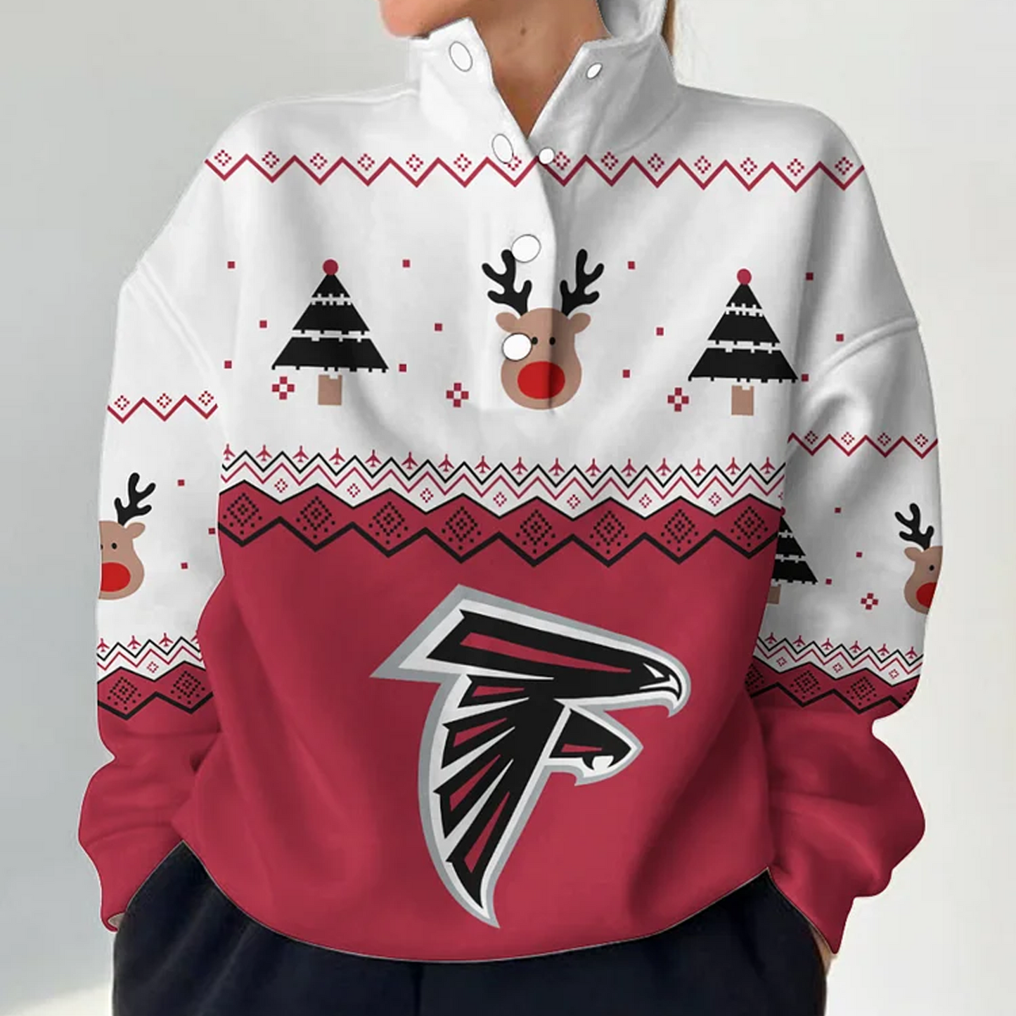 ATL X NFL Women's Outdoor Casual Stand Collar Long Sleeve Pullover DATND THUONGNH