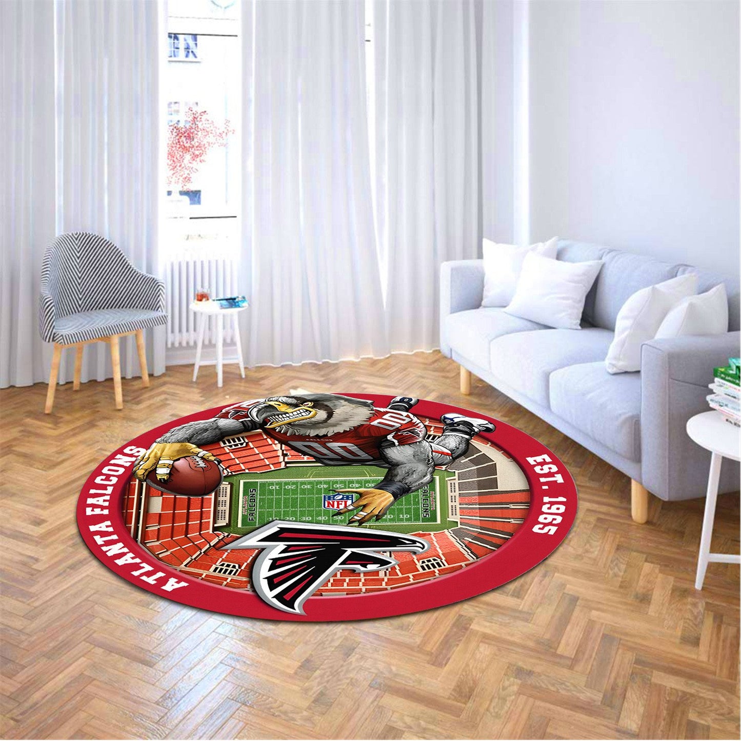 ATL x NFL Luxury 3D Round Rug DatND DVT