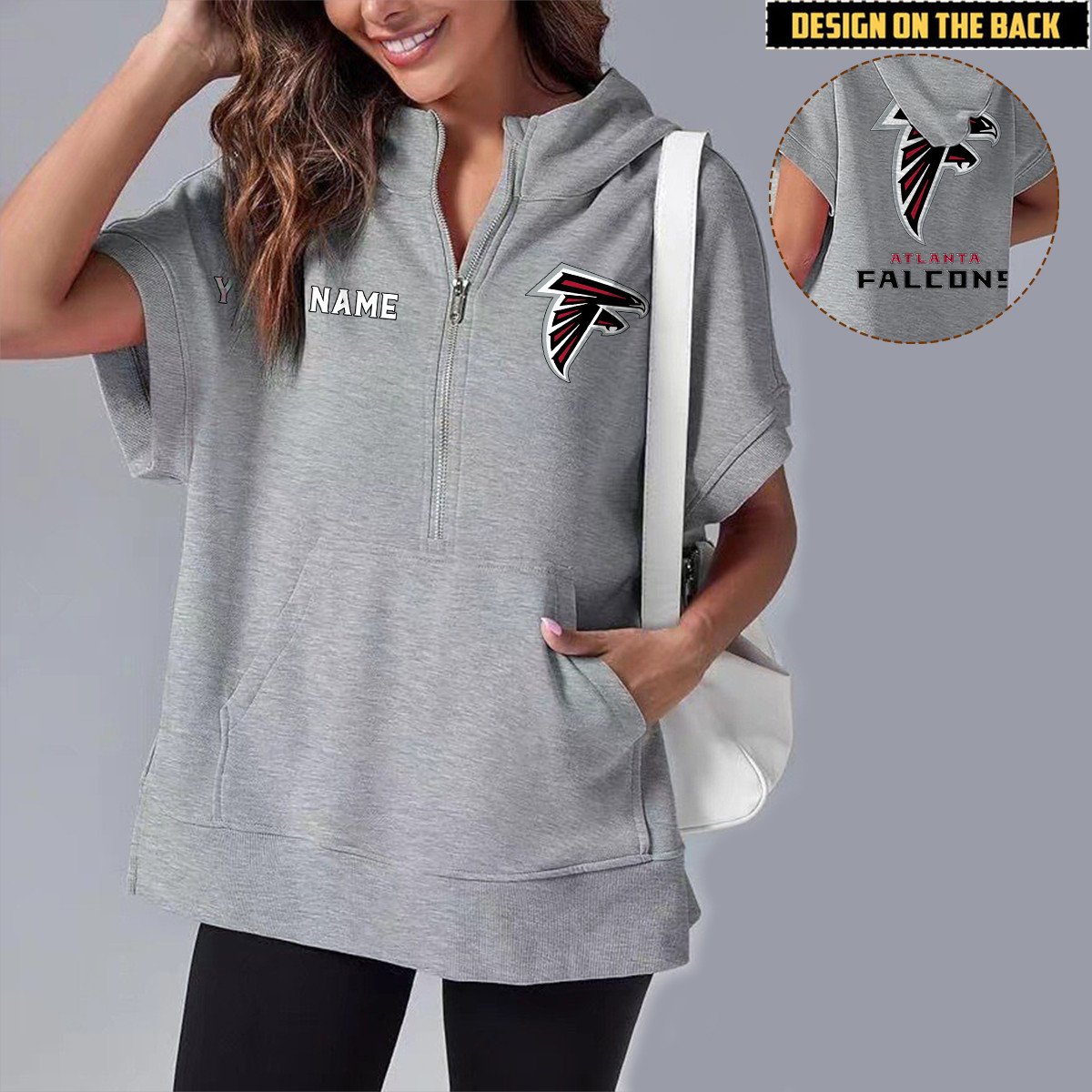 ATL x NFL Short Sleeve Zip Hoodie DATND TANTD