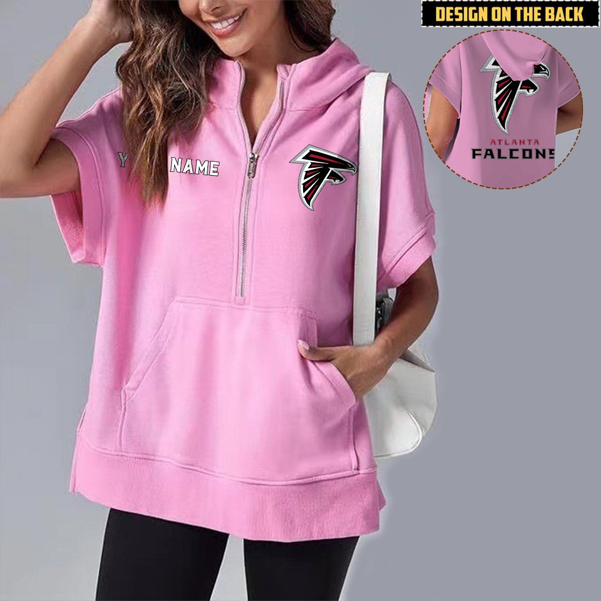 ATL x NFL Short Sleeve Zip Hoodie DATND TANTD