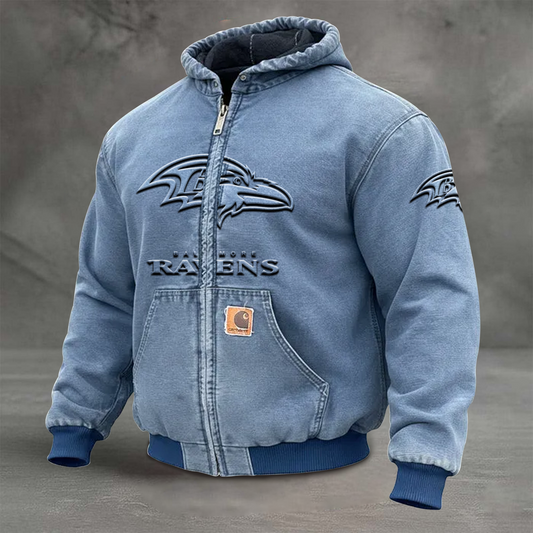 BAL x NFL Retro Hooded Sweatshirt Jacket Casual Workwear Denim Jacket DATND TANTD
