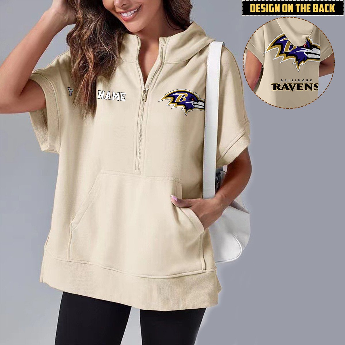 BAL x NFL Short Sleeve Zip Hoodie DATND TANTD