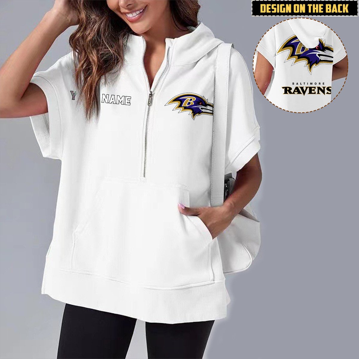 BAL x NFL Short Sleeve Zip Hoodie DATND TANTD