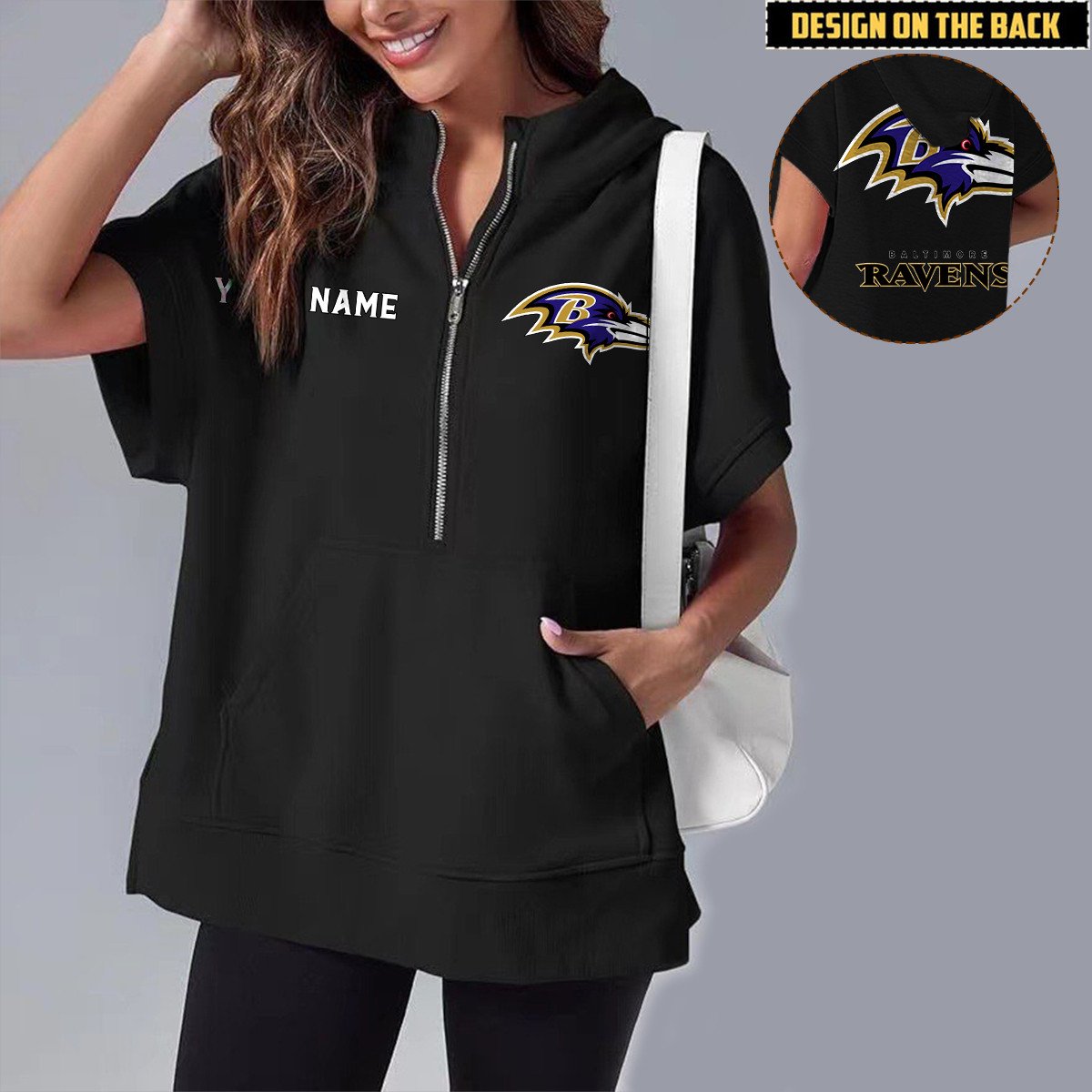 BAL x NFL Short Sleeve Zip Hoodie DATND TANTD