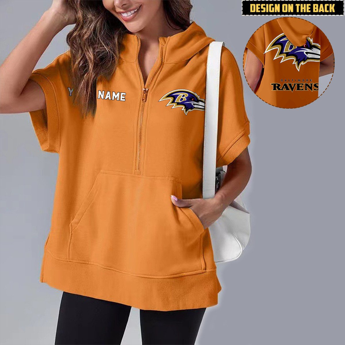 BAL x NFL Short Sleeve Zip Hoodie DATND TANTD