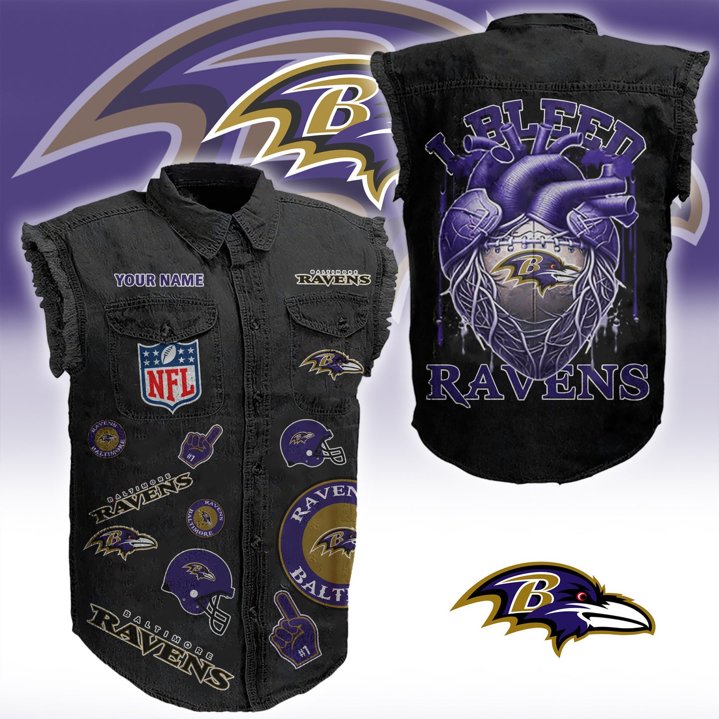 BR NFL Personalize Sleeveless Denim Jacket For Fan DDT CTND