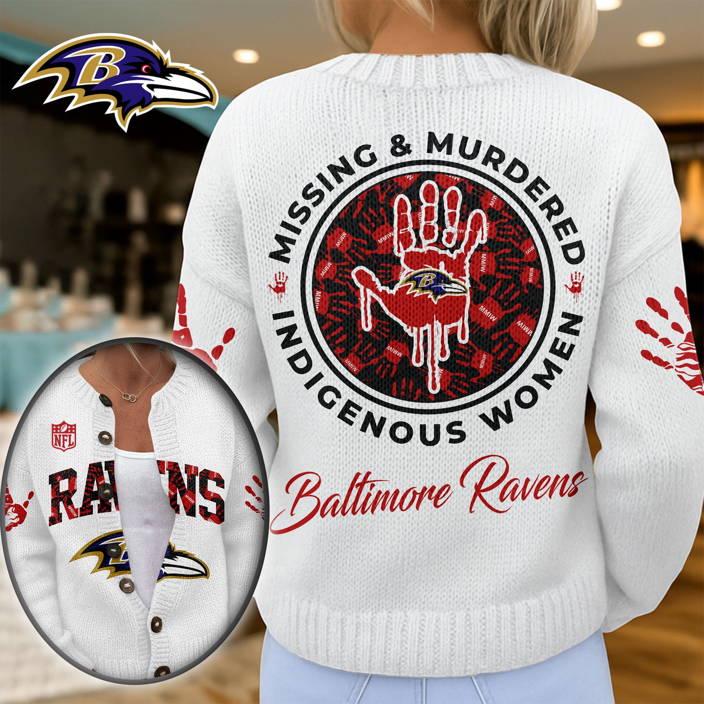 BR Premium NFL Cozy Knit Cardigan DDT NTL