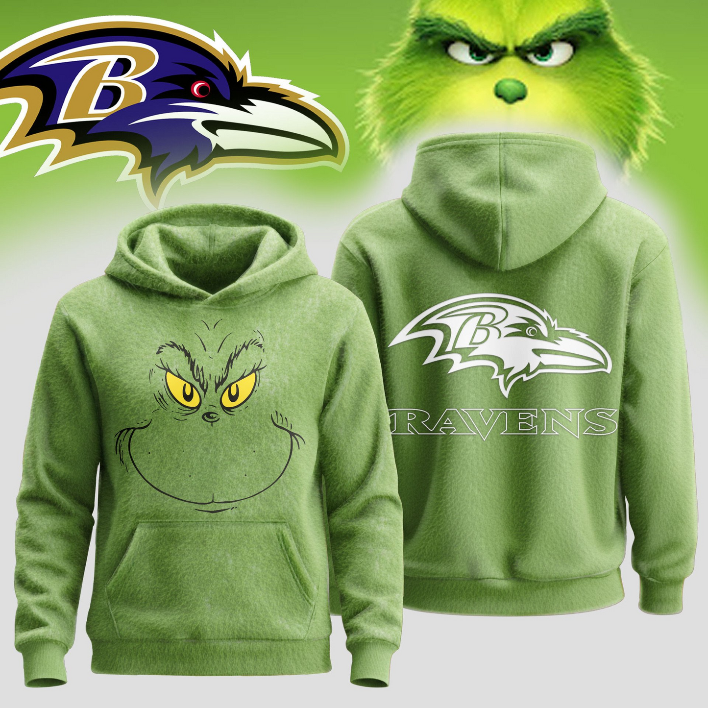 BR Premium NFL Grinch Christmas Hoodie DDT CTND