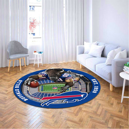 BUF x NFL Luxury 3D Round Rug DatND DVT