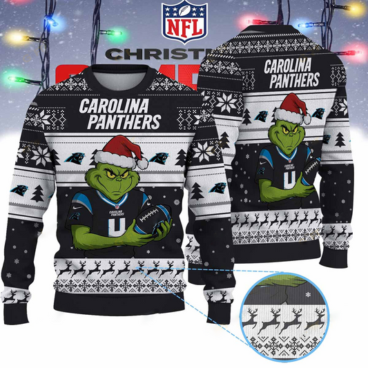 CAR X NFL Grinch Jersey Premium Ugly Sweater Xmas DATND THUONGNH