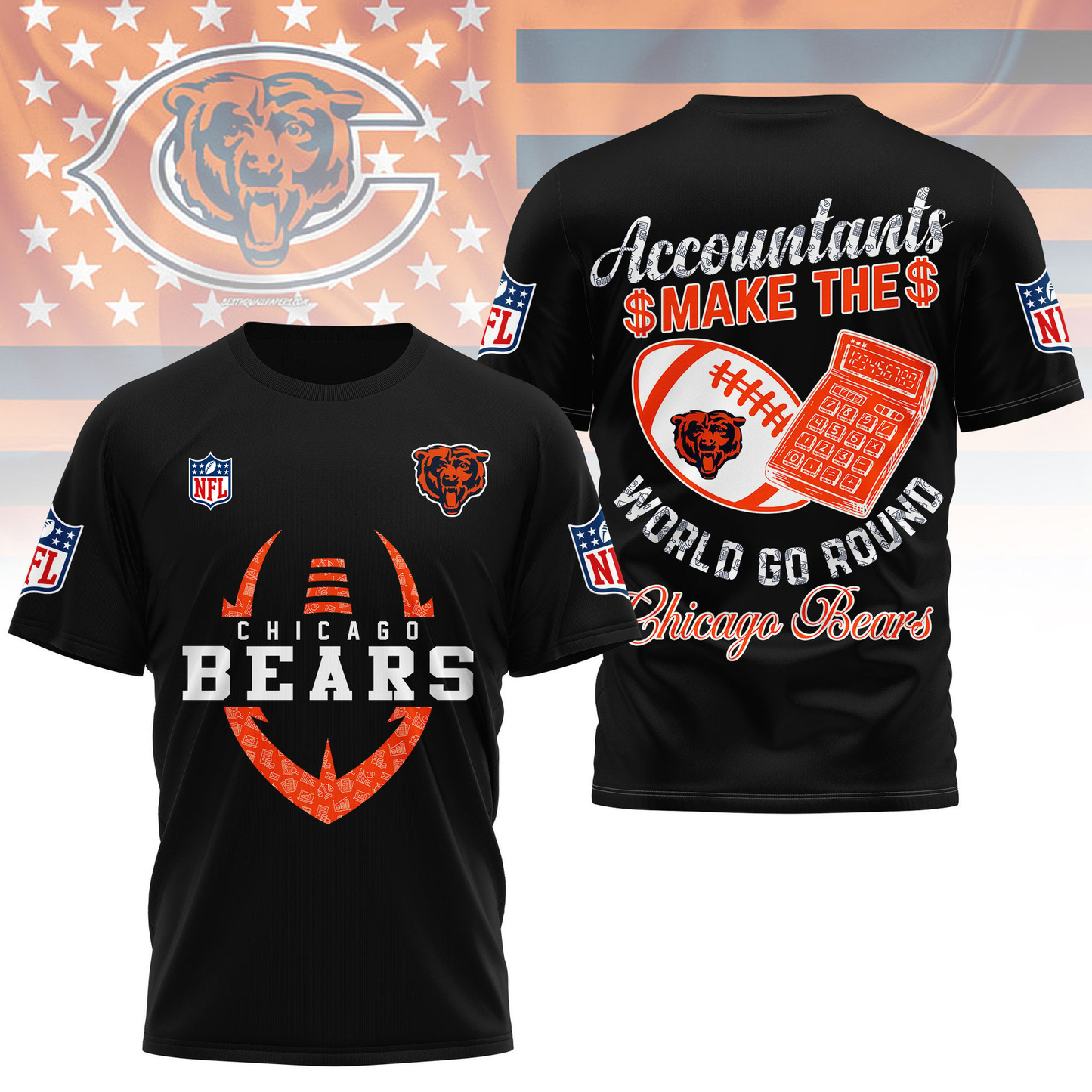 CHI Premium NFL Accountant Pride Fan 3D Shirt DDT CTND