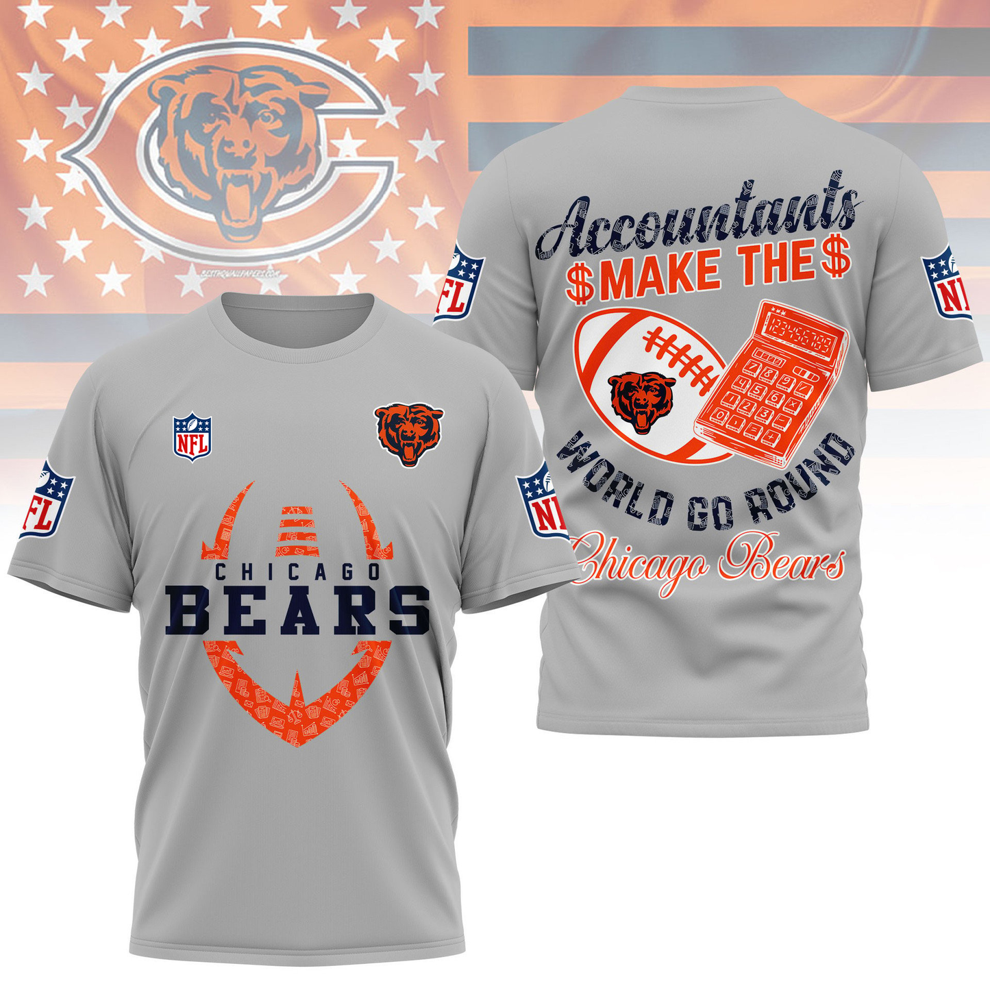 CHI Premium NFL Accountant Pride Fan 3D Shirt DDT CTND