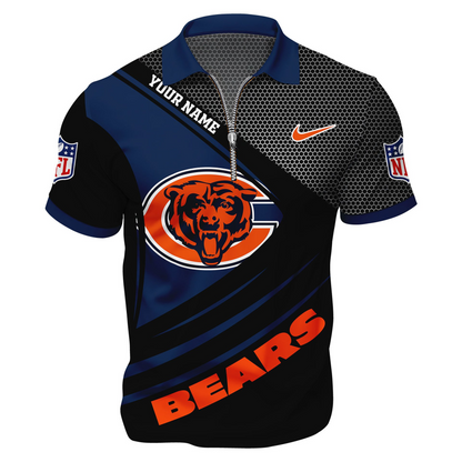 CHI Premium NFL Game Day Polo With Zipper Shirt DDT NTL